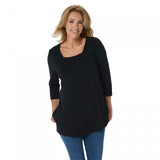 Isaac Mizrahi Live! Women's 3/4 Sleeve Square Neck Knit Tunic Top