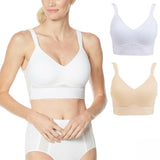 Rhonda Shear 2 Pack Mesh Back Molded Cup Bras White/ Nude Large