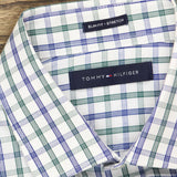 Tommy Hilfiger Slim Performance Stretch Check Dress Shirt Pine M 15 1/2 32-33