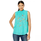 Sheryl Crow Women's Embroidered Mock Neck Blouse