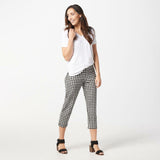 Joan Rivers Women's Petite Gingham Signature Pull On Crop Pants