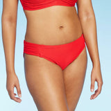 Kona Sol Women's Mid Coverage Ribbed Tab Hipster Bikini Bottom