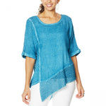 Democracy Women's Mineral Wash Top With Crochet Detail