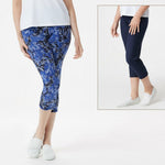 Women with Control Women's Petite Reversible Crop Pants Navy / Leaf PXS