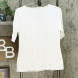 Lemon Way Women's Scalloped Edge Slub Knit Top White Medium