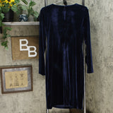 DKNY Women's Velvet Side Ruched Sheath Dress Midnight Blue 14
