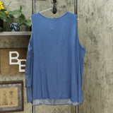 DG2 by Diane Gilman Women's Plus Size SoftCell Chambray Easy Tank Blouse