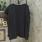 DG2 by Diane Gilman Embellished Cuff Sleeve T-Shirt Black Plus 2X