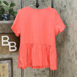 DG2 by Diane Gilman Women's Petal Sleeve Peplum Top Salmon XL