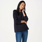 NWT Martha Stewart Women's Knit Crepe Gathered 3/4 Sleeve Top. A350990 Large
