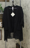 MarlaWynne WynneLayers Sweater Knit Topper Cardigan With Chiffon