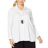 MarlaWynne Women's Plus Size Textured Butterfly Button Down Shirt