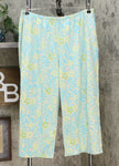 HUE Women's Plus Size 2 Piece Capri Pant Sleepwear Set Tropical Blue 1X