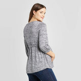 Isabel Maternity by Ingrid & Isabel Striped 3/4 Sleeve V-Neck Tie Front Top