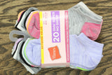 Hanes Girls' 20pk Super No Show Athletic Socks
