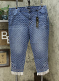 DG2 by Diane Gilman Women's Plus Size Embroidered Classic Stretch Bead Fringe Jeans