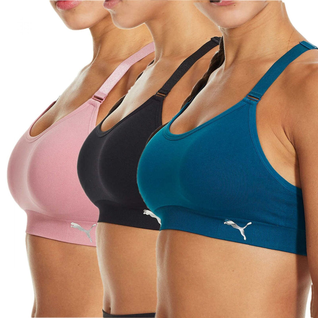 NEW!! Puma Women's 3-Pack Removable Cups Racerback Sports Bras