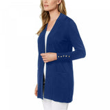 JM Collection Women's Open Front Cardigan Sweater With Sleeve Button Accents