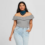A New Day Women's Striped Off the Shoulder Sleeveless Knit Top Shirt