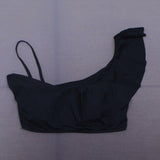 Kona Sol Women's Ruffle One Shoulder Bikini Top Black Medium