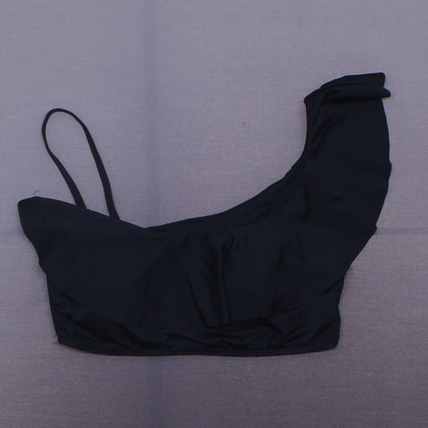 Kona Sol Women's Ruffle One Shoulder Bikini Top Black Medium