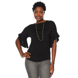 DG2 by Diane Gilman Women's Ruffle Sleeve Dolman Top