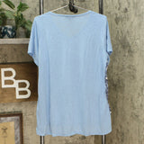 DG2 by Diane Gilman Burnout Printed And Embellished Top Chambray Paisley Large