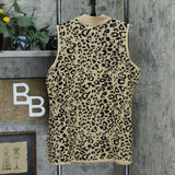 JM Collection Plus Size Leopard Sleeveless Mock Neck Sweater