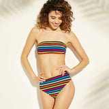 Xhilaration Women's Ribbed Texture Cheeky High Waist Bikini Bottom