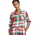 Colsie Women's Plaid Flannel Notch Collar Pajama Shirt