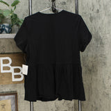 DG2 by Diane Gilman Women's Petal Sleeve Peplum Top Black Medium