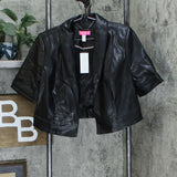 Isaac Mizrahi Live! Women's Special Edition Faux Leather Cropped Jacket