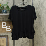 DG2 by Diane Gilman Women's Asymmetric Ruffle Hem Top Black Small