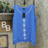 Curations Women's Embroidered Gauze Tank Top