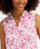 Charter Club Women's Toile Print Sleeveless Button Up Shirt