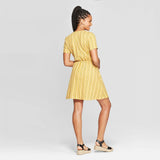 Xhilaration Striped Short Sleeve V-Neck Wrap Knit Mini Dress