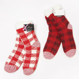 Cuddl Duds Women's 2 PAIRS Buffalo Check Sherpa Lined Socks