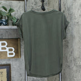 Ava & Viv Cuffed Short Sleeve Crewneck T-Shirt Olive Green Plus X