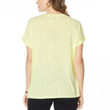 DG2 by Diane Gilman By Gilman Women's Slub Burnout Pocket T-Shirt Yellow Large