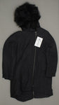 H by Halston Women's Hooded Down Parka with Faux Fur Trim Black 10
