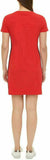 Tommy Hilfiger Embroidered Logo Side Stripe T-Shirt Dress Red Medium