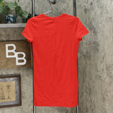 Tommy Hilfiger Embroidered Logo Side Stripe T-Shirt Dress Red Medium