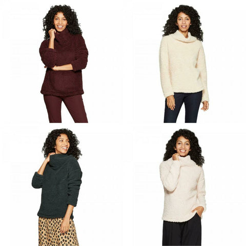 A New Day Women's Any Day Turtleneck Sherpa Pullover Sweatshirt