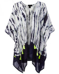 Steve Madden Women's Tie Dye Cover Up Topper With Tassels And Shells