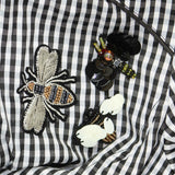 Dennis Basso Water Resistant Embellished Gingham Anorak Black/ White XXS
