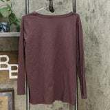 Modern Soul Women's Long Sleeve Asymmetric Slit Top Brown Purple Large