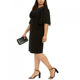 Connected Apparel Women's Plus Size Flutter Sleeve Sheath Dress