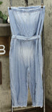 Colleen Lopez Women's Strapless Belted Chambray Denim Jumpsuit