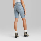 Wild Fable Women's High Rise Distressed Bermuda Jean Shorts