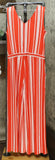 NWT Nina Leonard Womens Miracle Matte Jersey Striped Jumpsuit. 685884 Medium